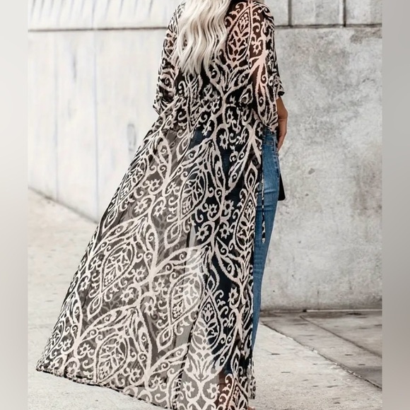 Jen & Co. - Paisley Long Boho Printed Kimono Wrap Cover Up main image 1
